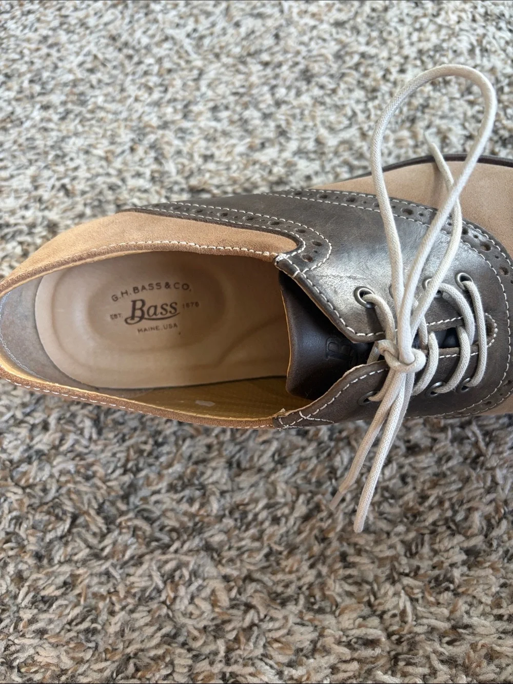 Bass Men's Two-Tone Saddle Oxford Shoes - Tan & Dark Brown